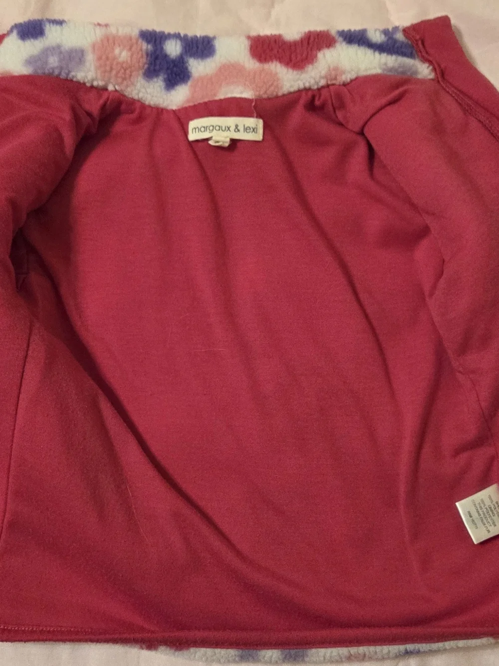 Girls 2T Floral Fleece Zip Jacket in Pink, Purple & White